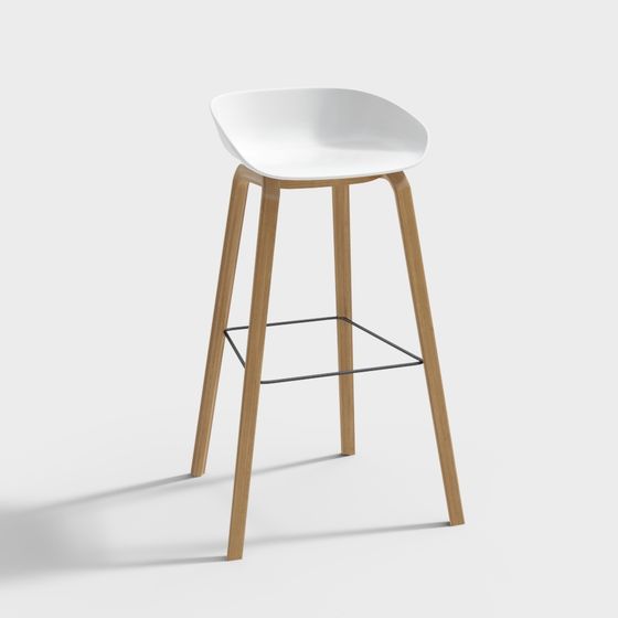 Wooden Harmony Bar Stool 3D model for Modern Spaces