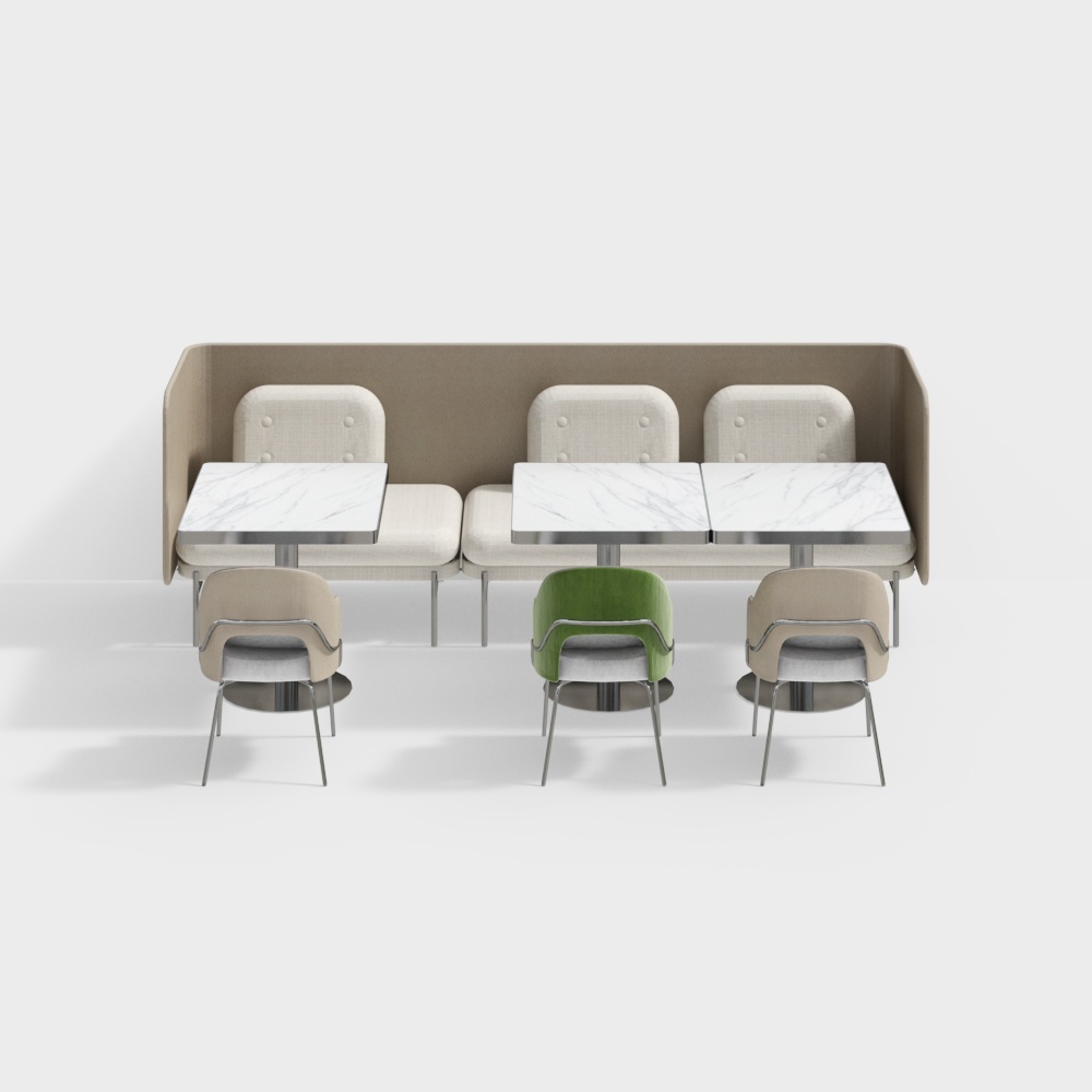 Modern restaurant booth dining table and chair combination