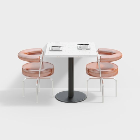Elegant 3D Model Dining Table and Chair Combination