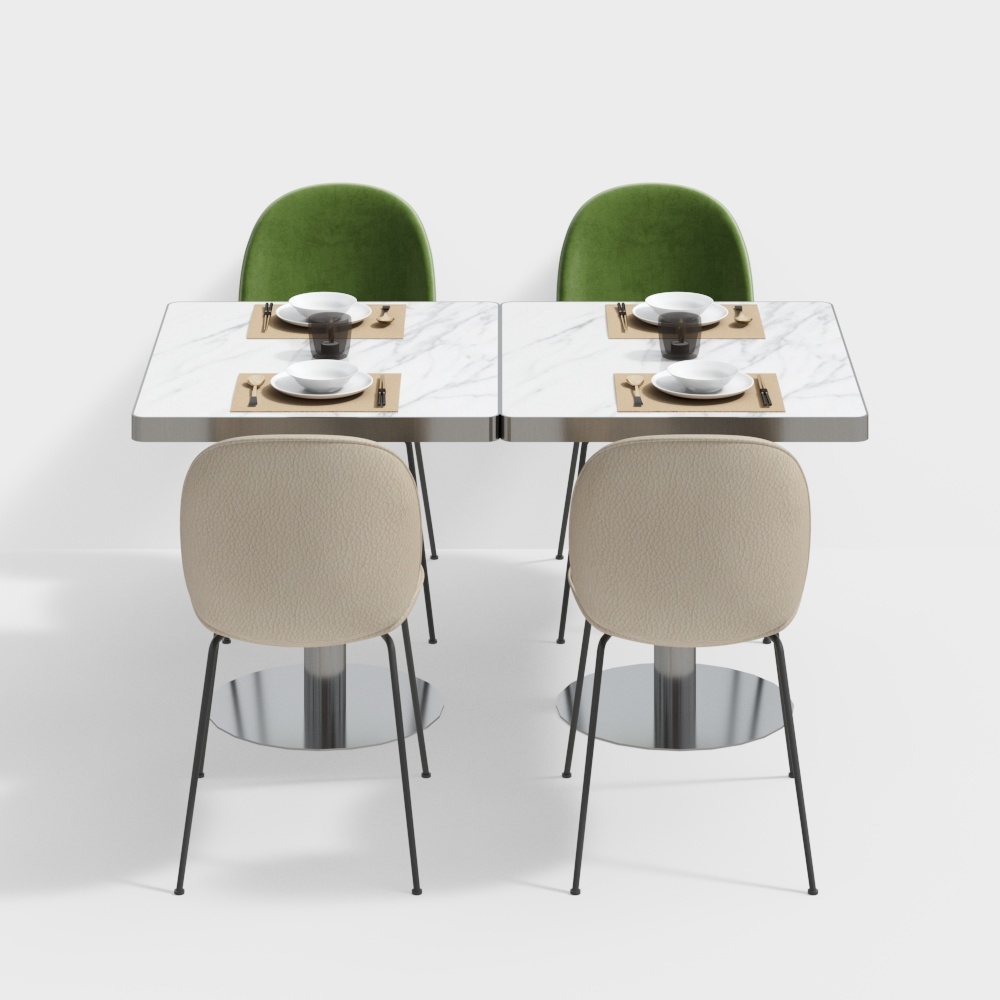 Modern restaurant dining table and chair combination for two