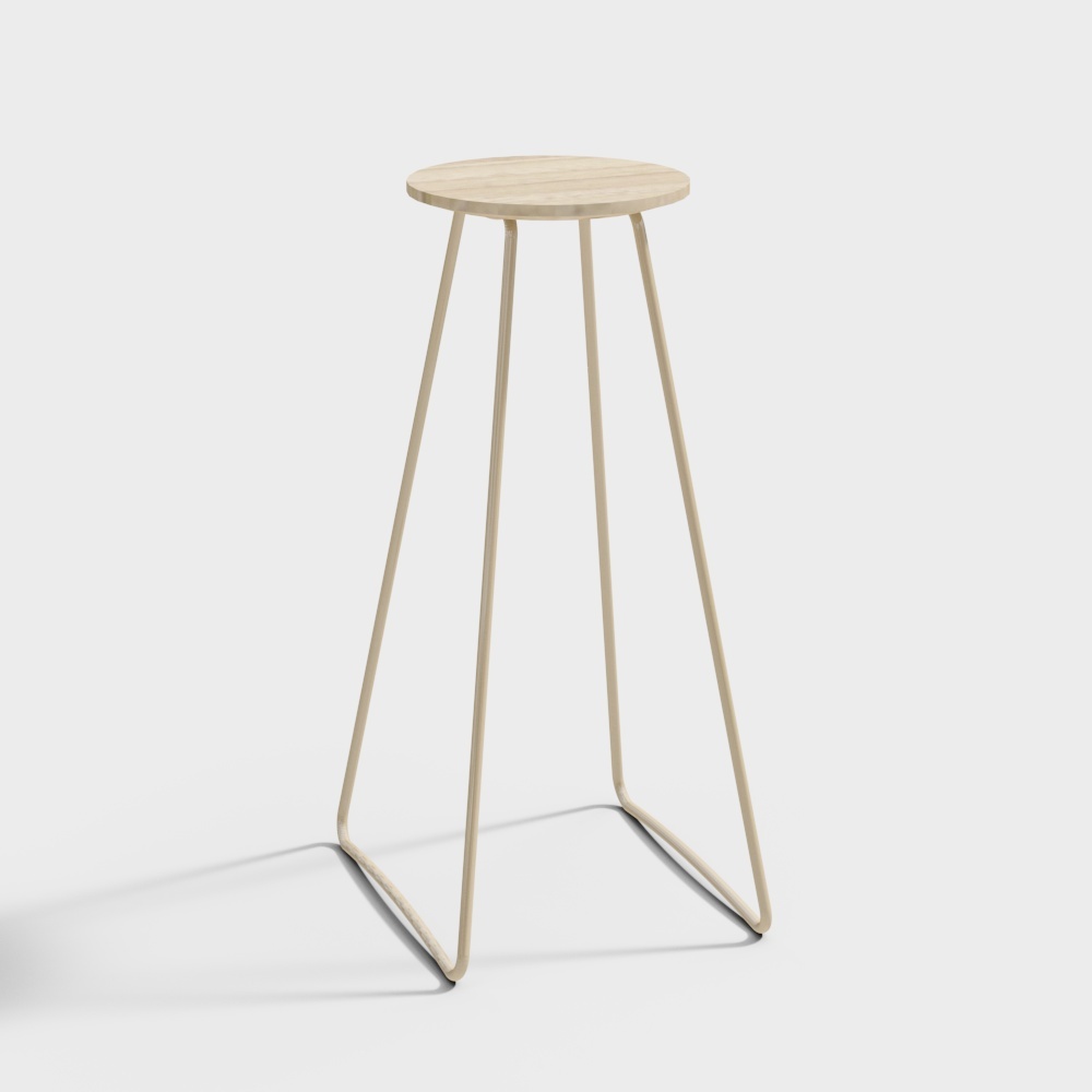 Minimalist Side Table 3D Model – Low Poly Wood