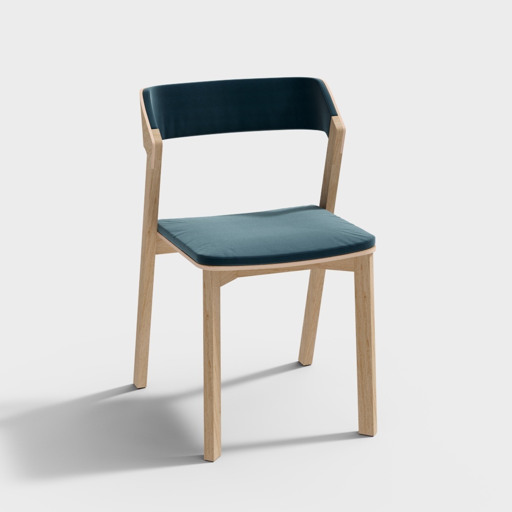新中式餐廳藍色布藝餐椅