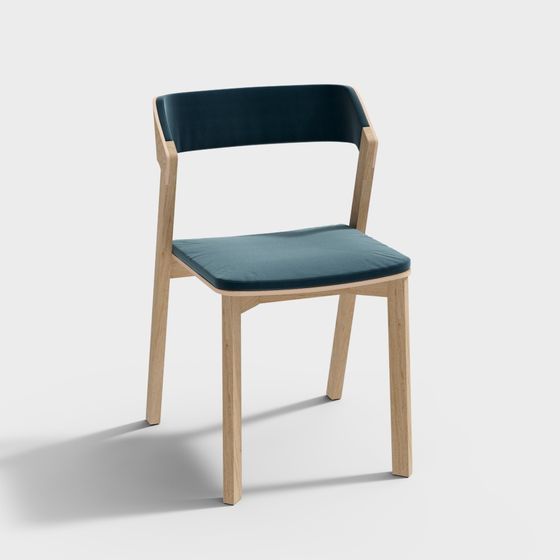 新中式餐廳藍色布藝餐椅