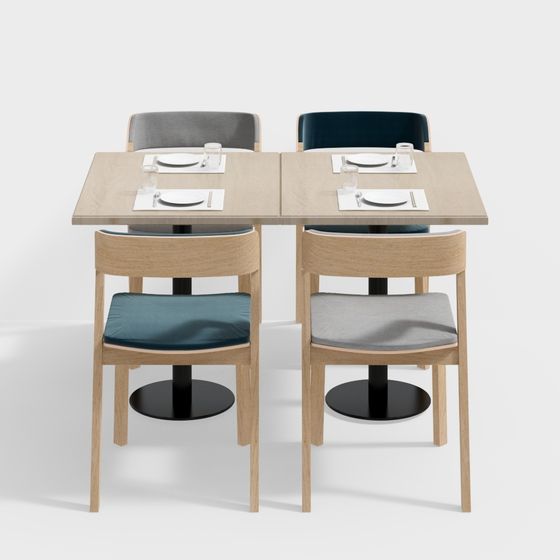 Modern Minimalist Dining Table and Chair Set 3D model