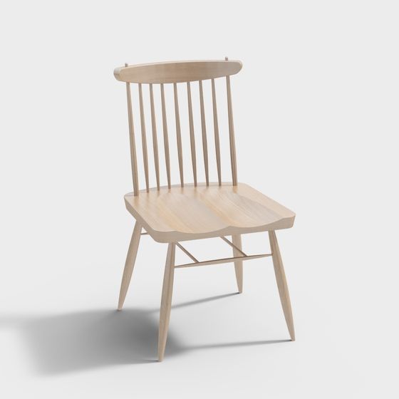 Elegant Minimalist Wooden Chair 3D model
