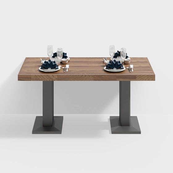 Elegant Low-Polygon Dining Table 3D model