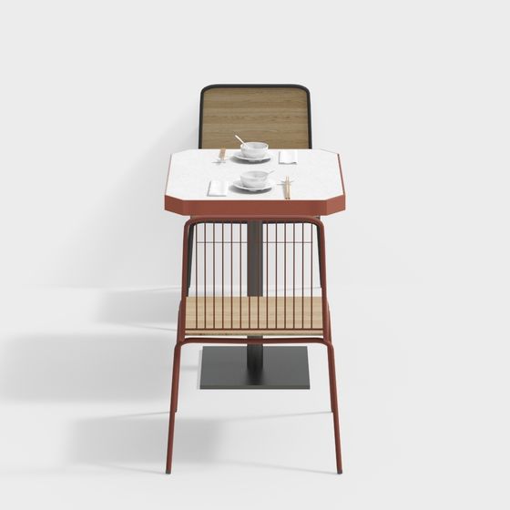 Elegant Low-Poly Dining Table and Chair Set 3D Model