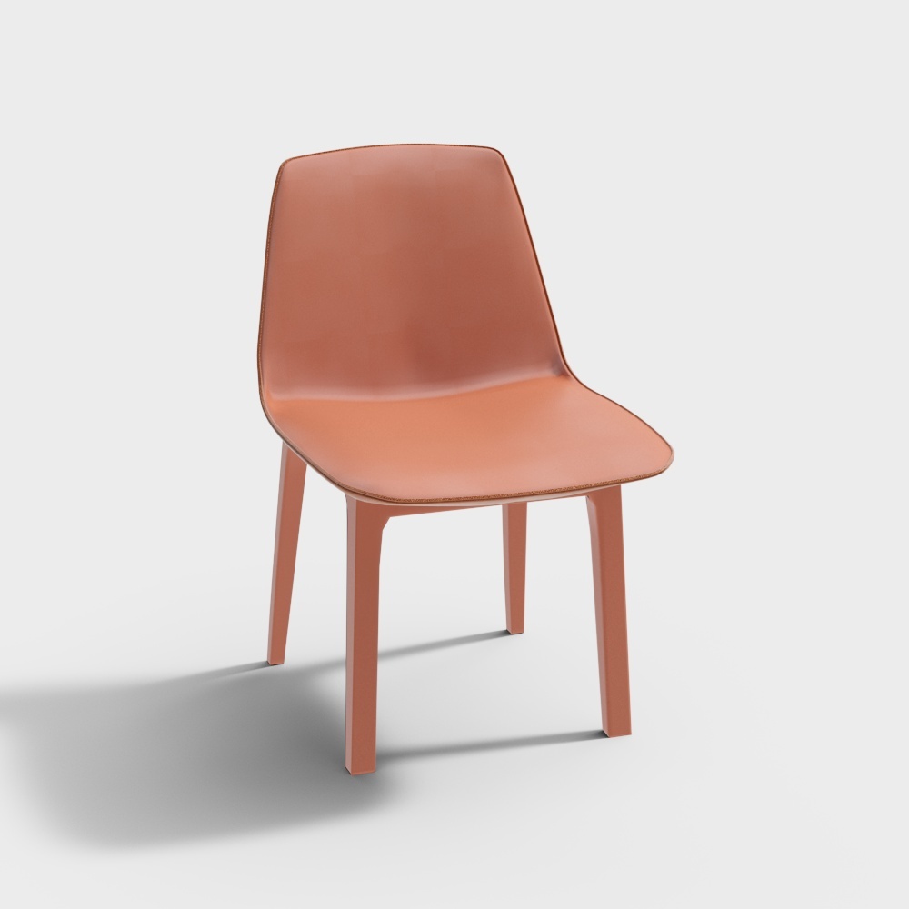 Orange dining chairs in modern dining room