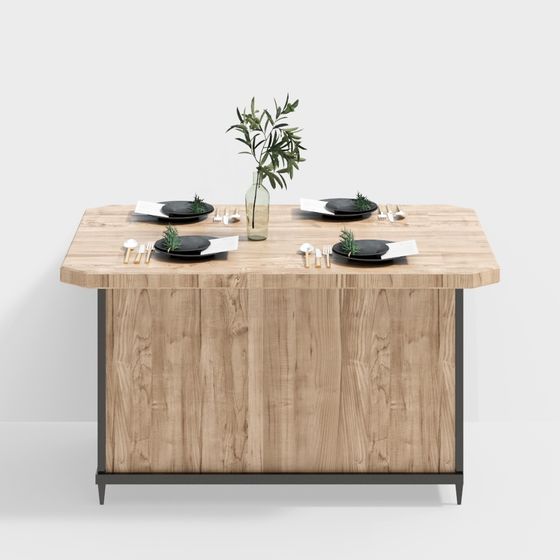 Stylish Wooden Dining Table 3D model