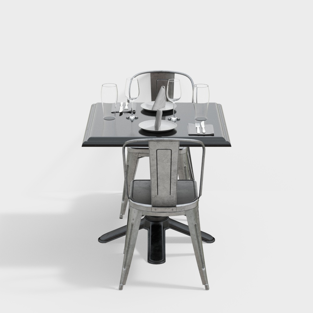 Industrial loft dining table and chairs