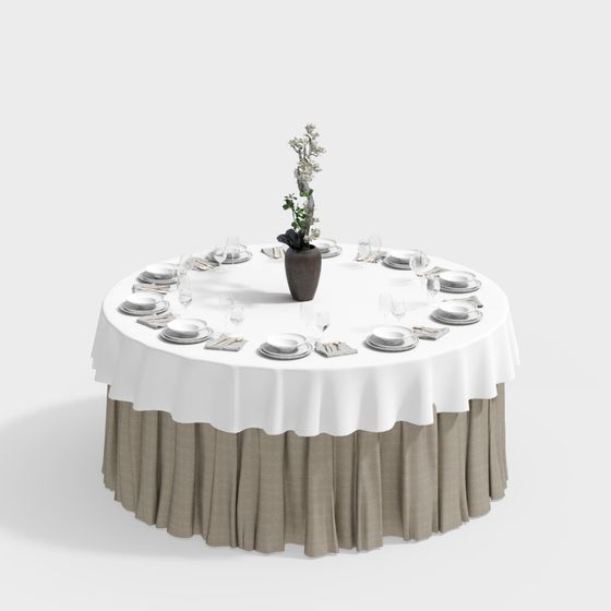 Elegant Banquet Table 3D model