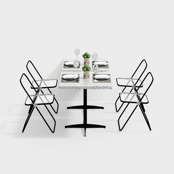 Minimalist Urban Dining Table 3D model