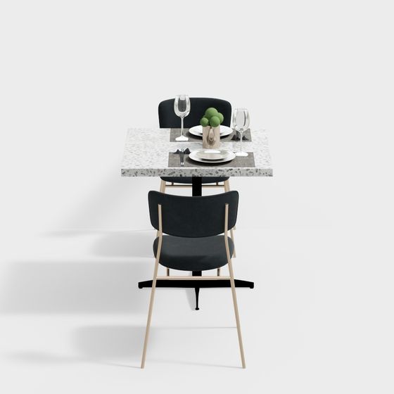 Elegant 3D Dining Table and Chair Set Model