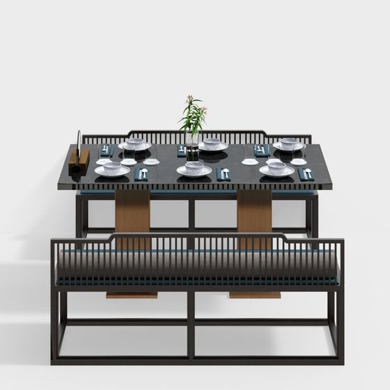 Urban Dining Table 3D model for Modern Interiors