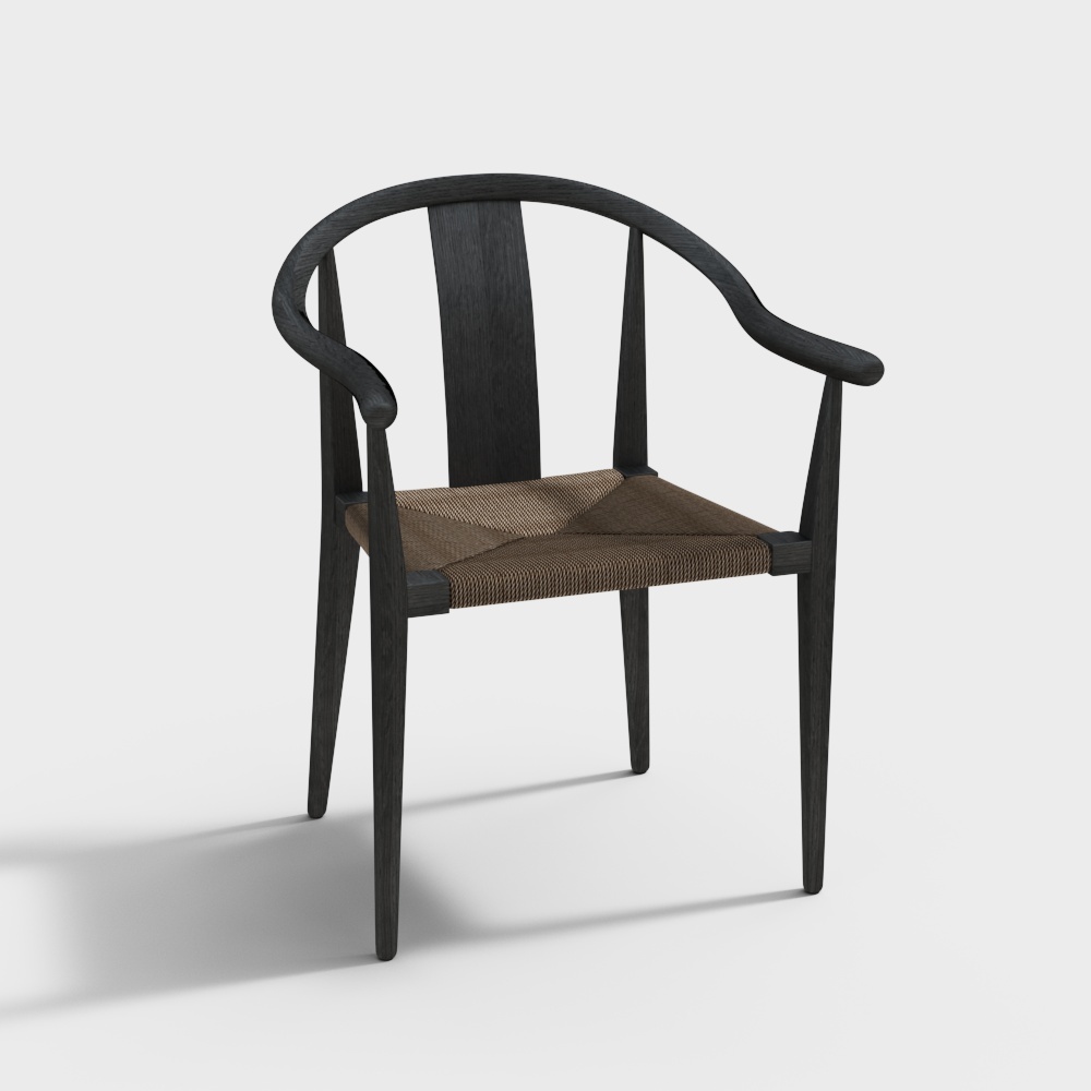 Stylish Low-Polygon Chair 3D Model – Wood & Fabric