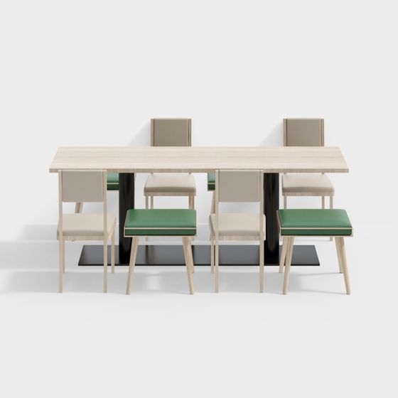 Stylish Dining Table and Chairs 3D model