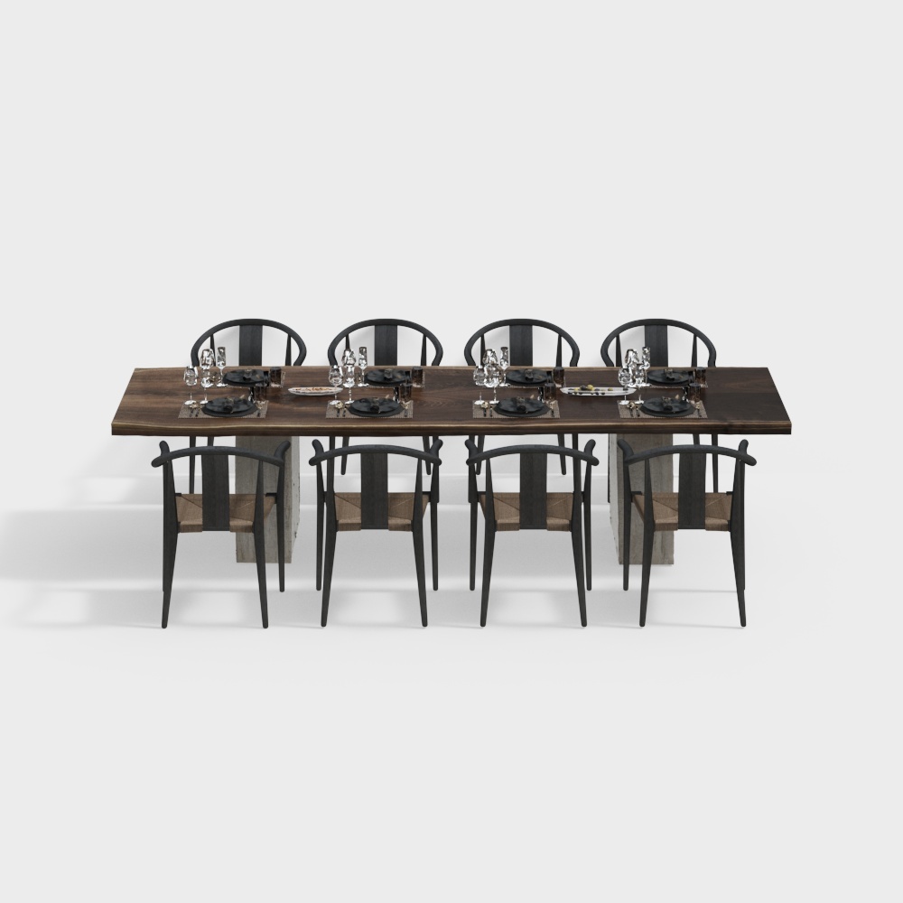 Southeast Asian restaurant dining table with chairs