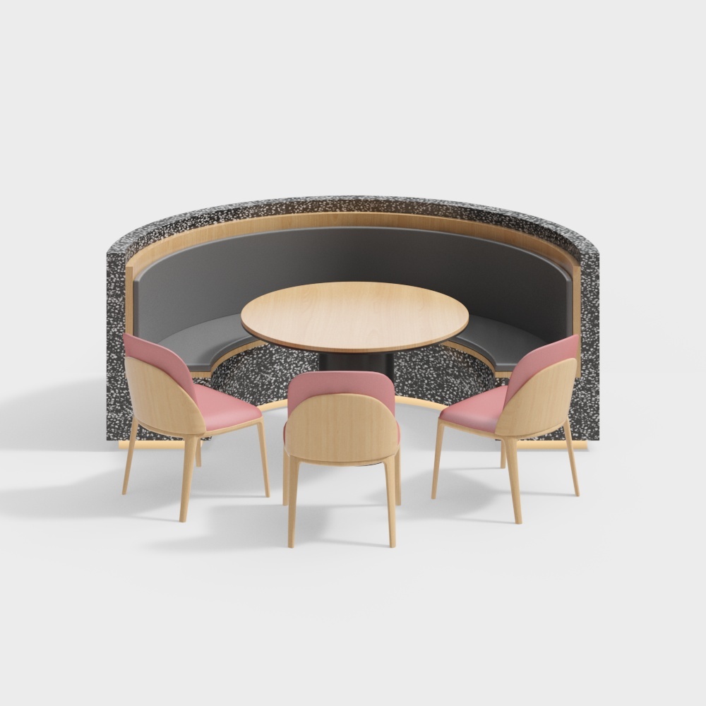 Round dining table and chairs in the light luxury restaurant