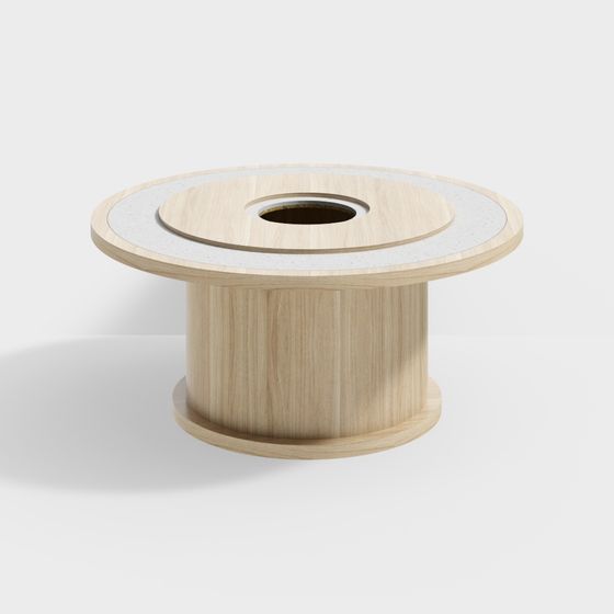 Cylindrical Wooden Turntable 3D model