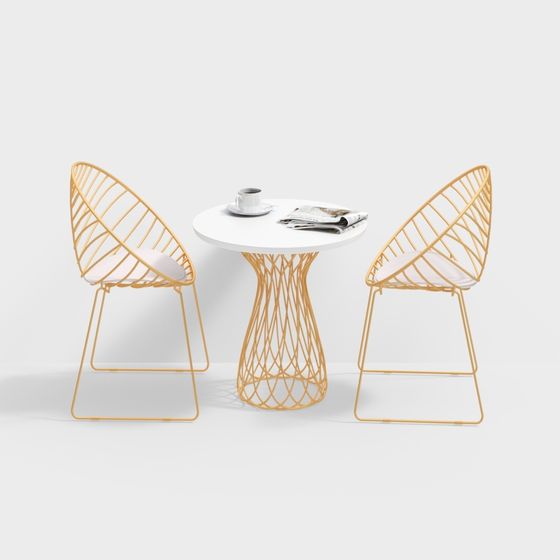 Woven Time Table and Chair Set 3D Model