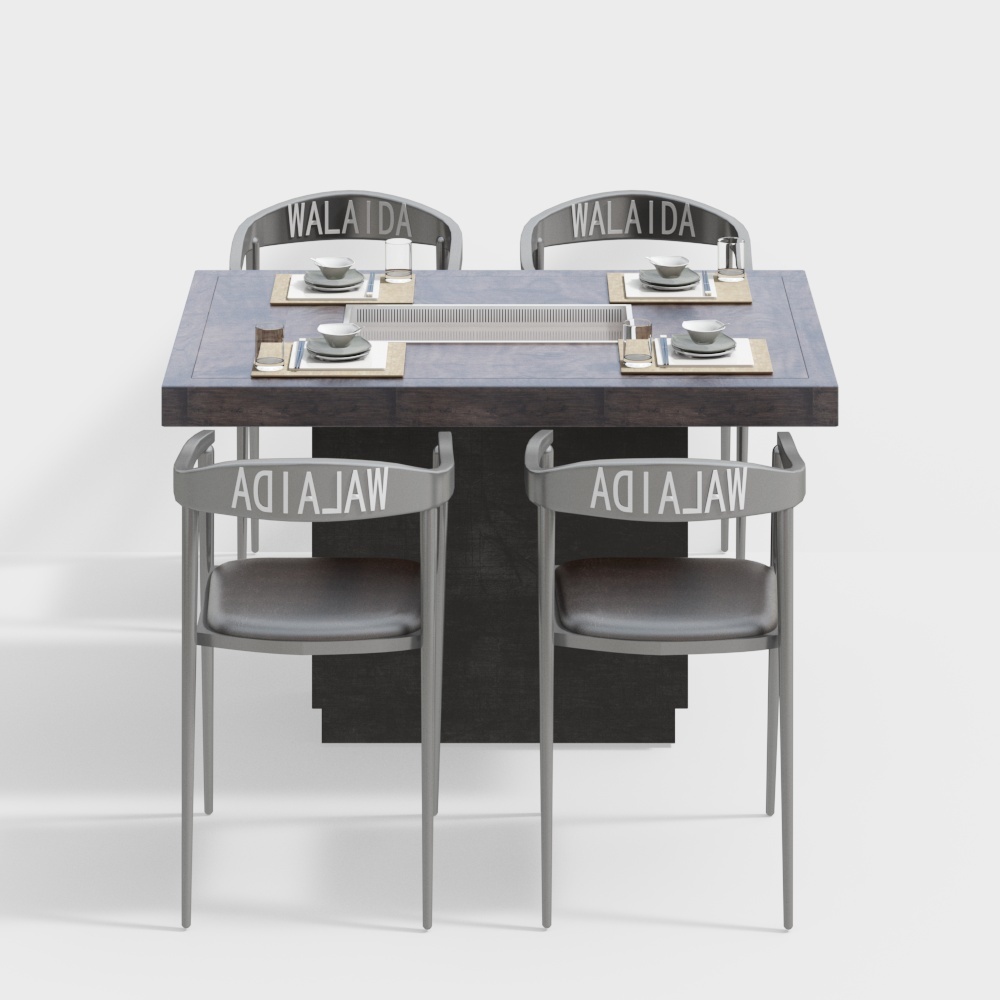 Tavolo da pranzo e sedie per sala da pranzo moderna con musica