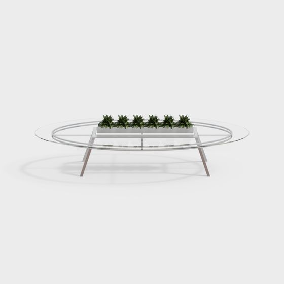 Contemporary Circular Glass Coffee Table 3D model