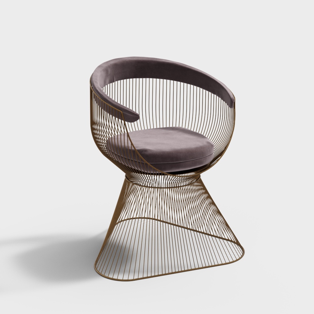 Futuristic Low-Poly Chair 3D Model – Velvet & Metal