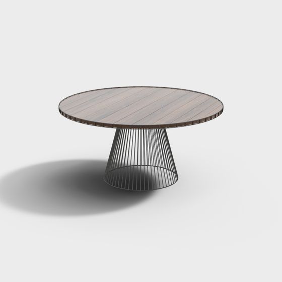 Elegant Low-Polygon Round Dining Table 3D model