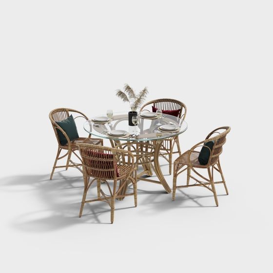 Elegant Outdoor Dining Set 3D Model