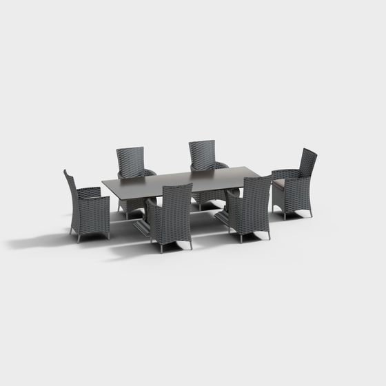 Stylish Garden Dining Table and Chair Set 3D model for Outdoor Spaces