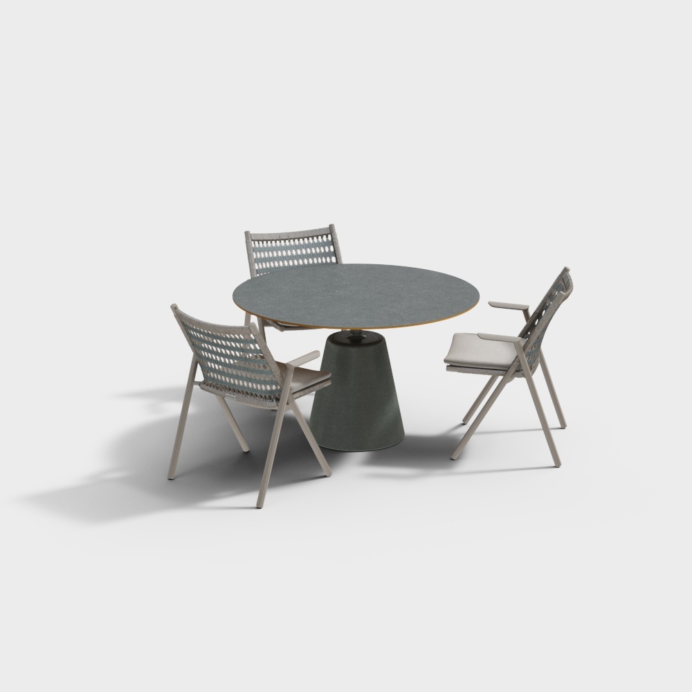 Modern rattan outdoor dark table and chairs