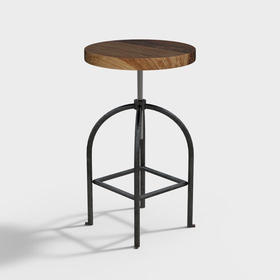 Vintage Bar Stool 3D Model for Modern and Retro Design