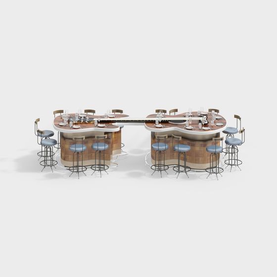Contemporary Low-Poly Bar Counter 3D model