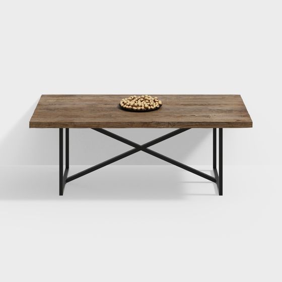 Modern Minimalist Industrial Style 3D Dining Table Model