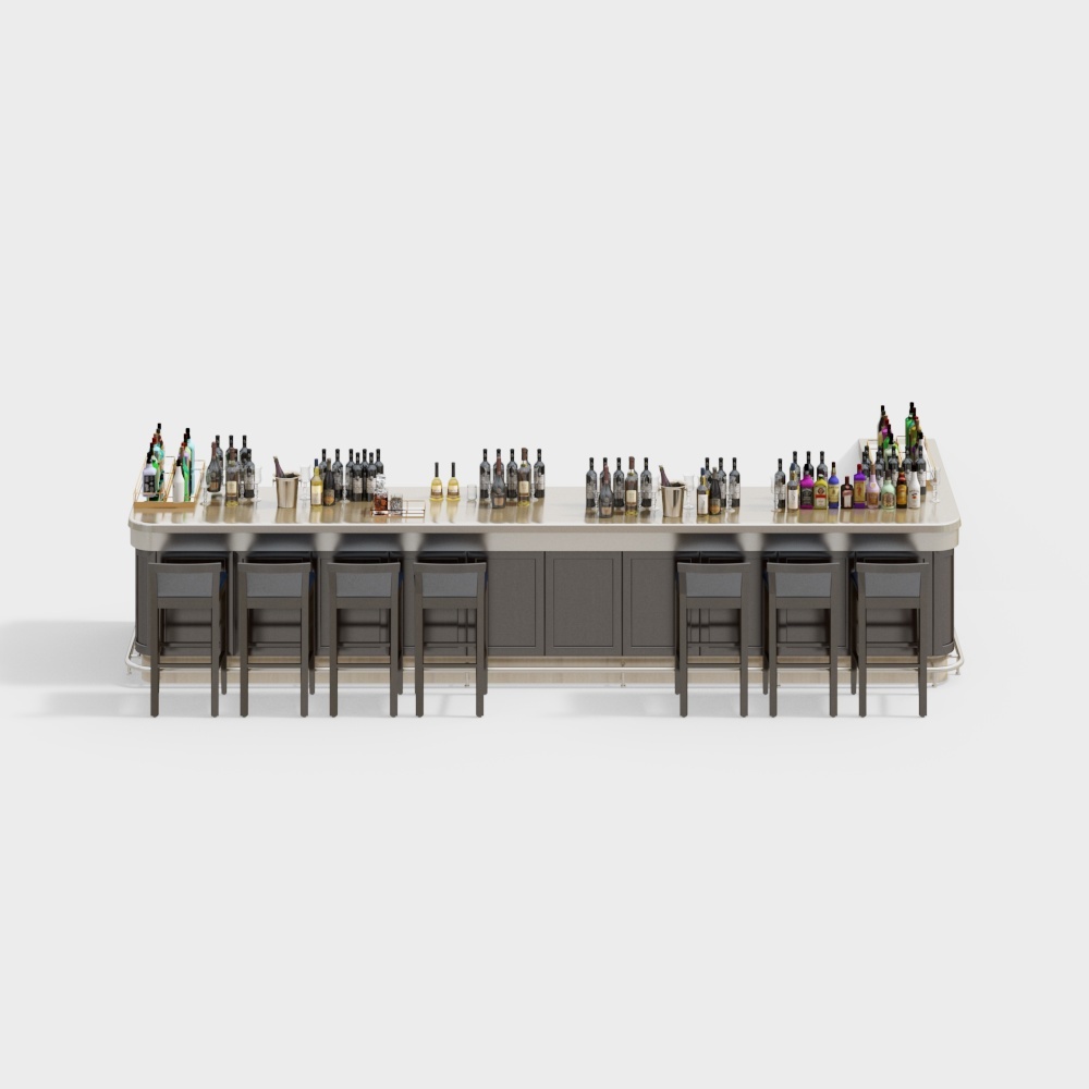 Chic Low-Poly 3D Bar Counter Model