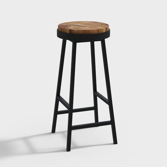 Stylish Industrial Bar Stool 3D model