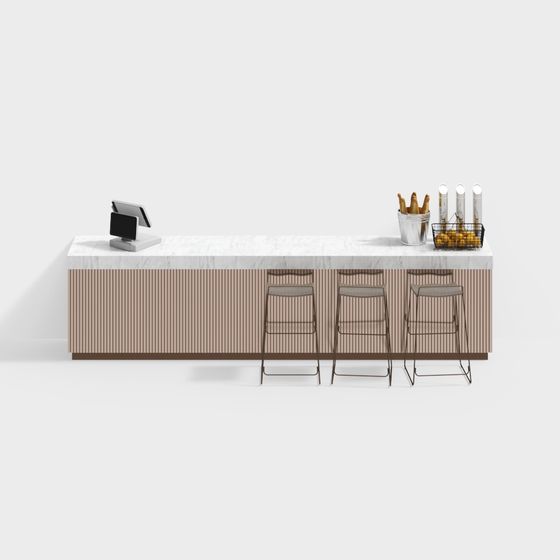 Stylish Minimalist Bar Counter 3D model