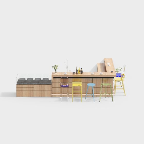 Contemporary Kitchen Bar Counter 3D Model for Creative Spaces