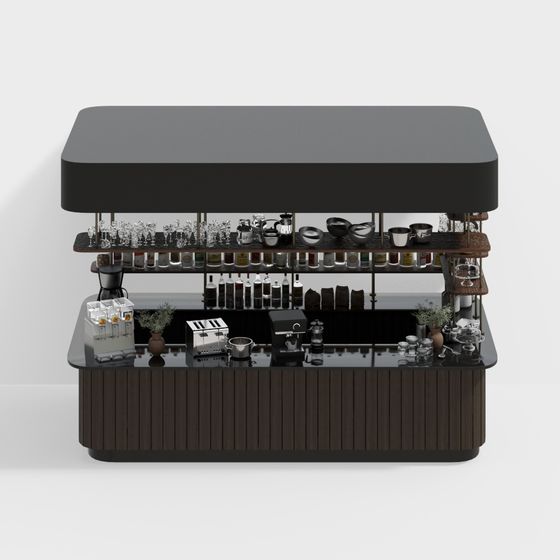 Elegant Low-Poly Bar Counter 3D Model
