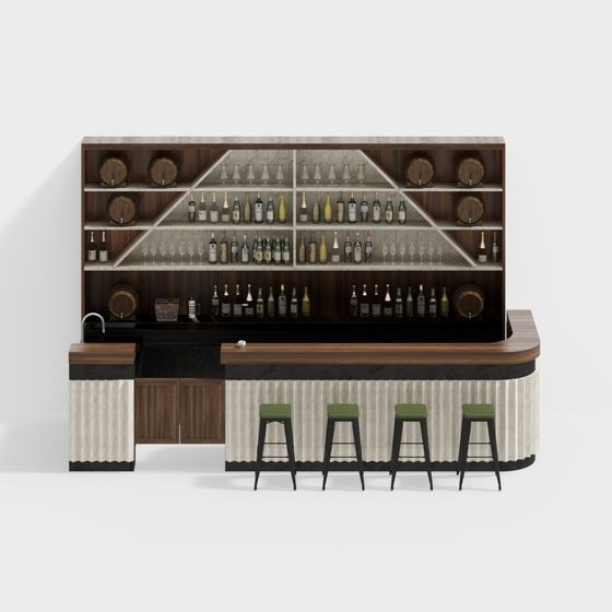 Elegant Low-Poly Bar Counter 3D model