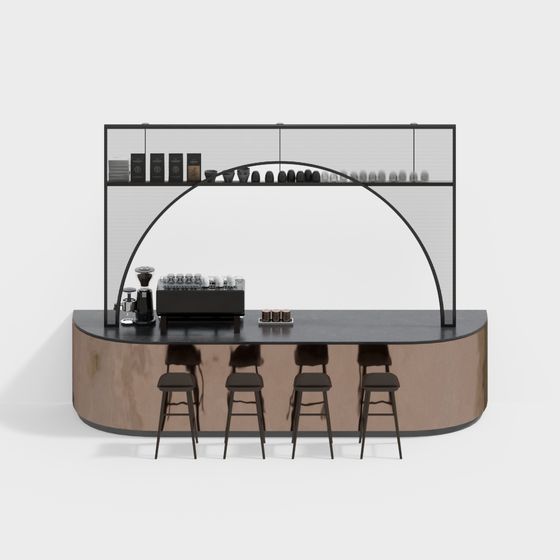 Modern Low-Poly Coffee Bar 3D model