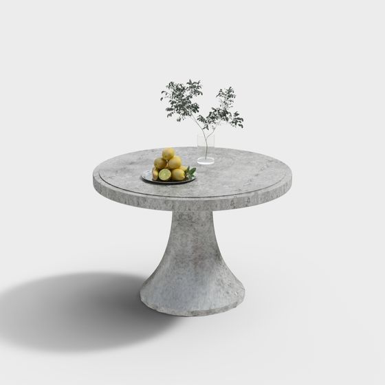 Stylish Concrete Round Table 3D model for Contemporary Spaces