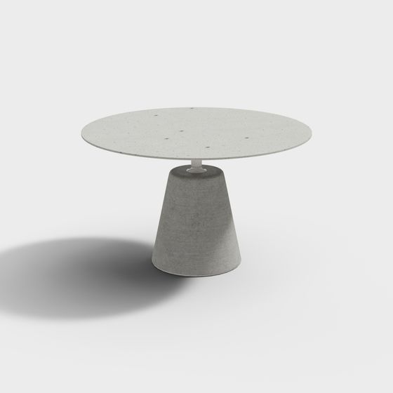 Minimalist Concrete Round Table 3D Model