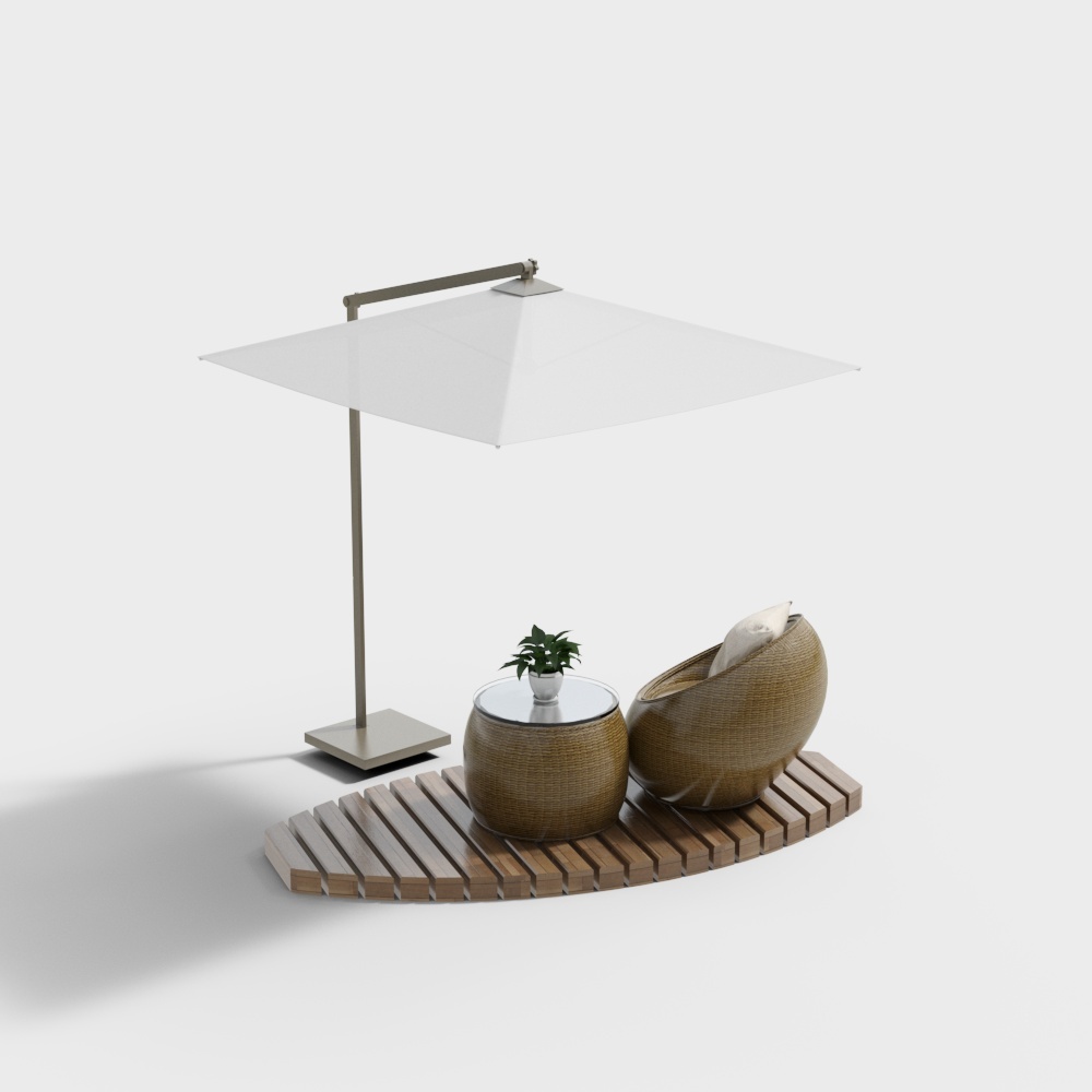 Table et chaises d'extérieur tissées modernes