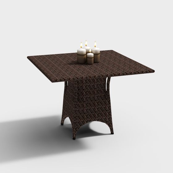 Woven Rattan Chair and Table 3D model