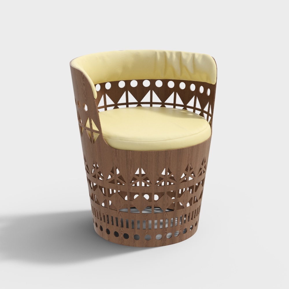 モダンな屋外木製黄色椅子