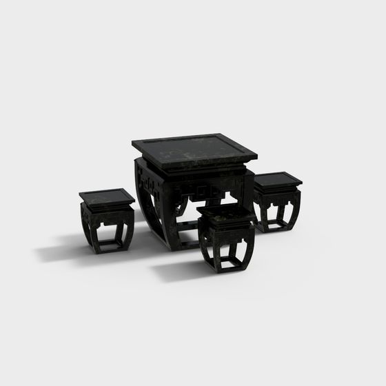 mesa y taburetes de piedra al estilo chino para exteriores