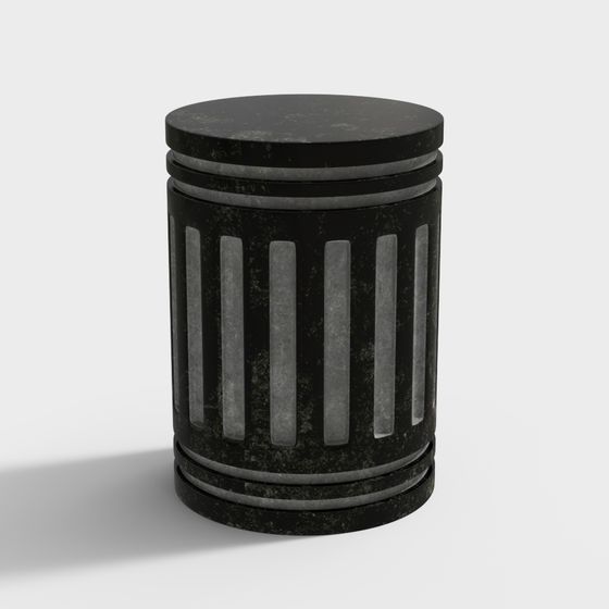 Retro Trash Can 3D Model with Low Polygon Design