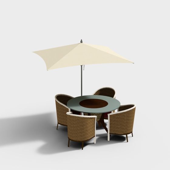 Stylish Outdoor Dining Table and Chair Set 3D model