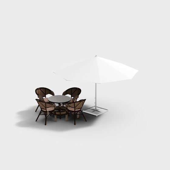Stylish Outdoor Dining Table and Chair Set 3D model